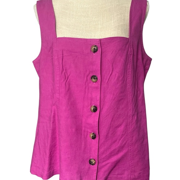 Ann Taylor Tops - Ann Taylor Pink Sleeveless Buttoned Tank Top
